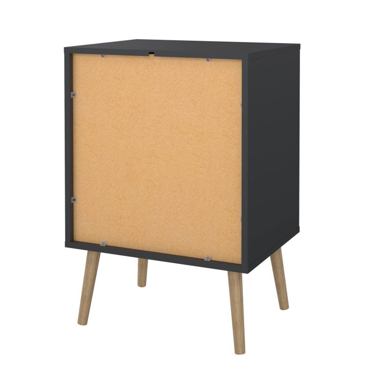 Comodino Theodora, Comò basso, Tavolino da notte, Mensola da letto, 39x50 h72 cm, Grigio