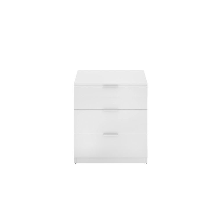 ComodinoCarega, Comò basso, Tavolino da notte, Mensola da letto, 50x34 h58 cm, Bianco