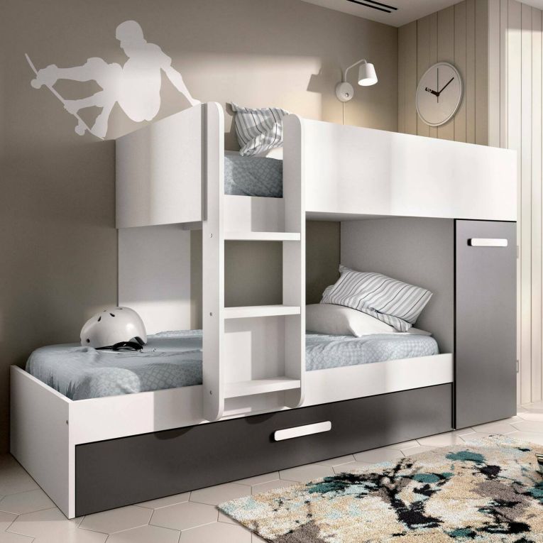 Composizione camera da letto Agle, 244x112h150 cm, Bianco e Antracite