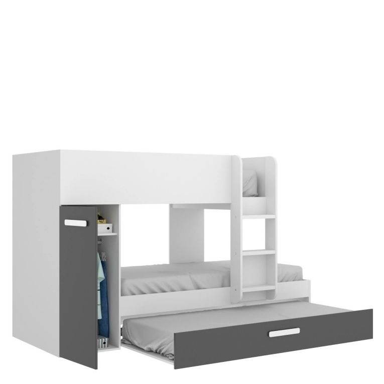 Composizione camera da letto Agle, 244x112h150 cm, Bianco e Antracite