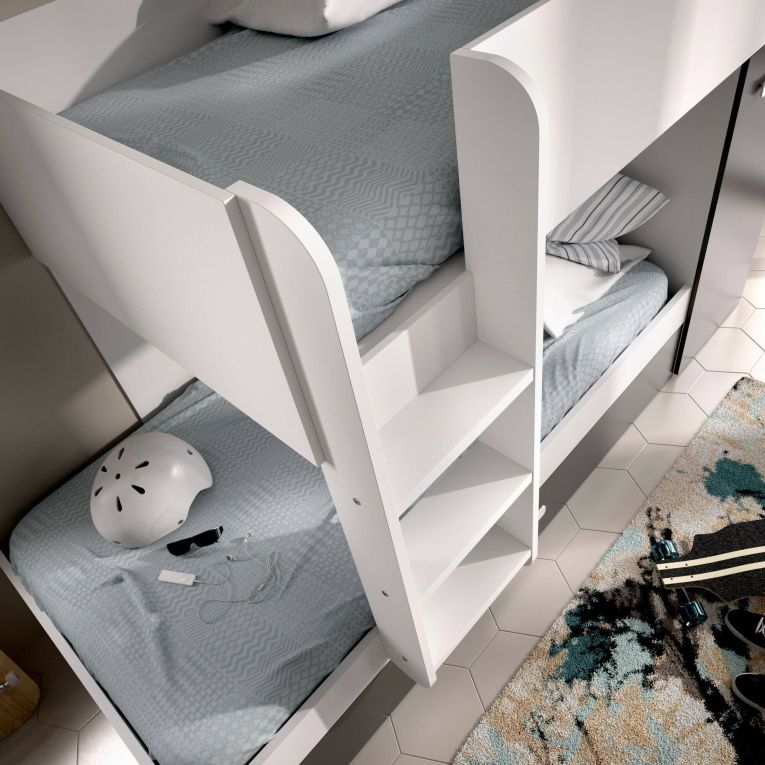 Composizione camera da letto Agle, 244x112h150 cm, Bianco e Antracite