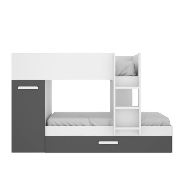 Composizione camera da letto Agle, 244x112h150 cm, Bianco e Antracite