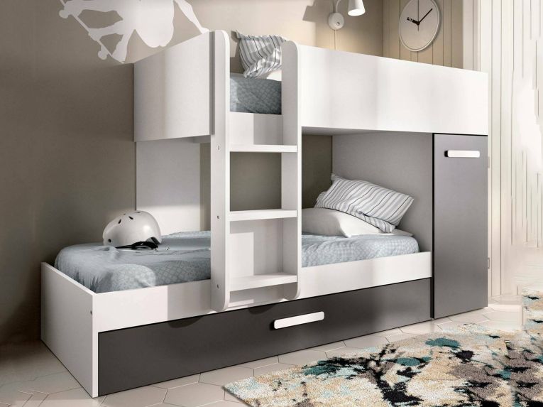 Composizione camera da letto Agle, 244x112h150 cm, Bianco e Antracite