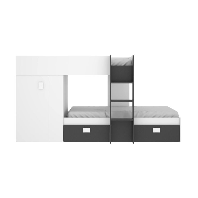 Composizione camera da letto Araba, 271x111h150 cm, Bianco e Antracite