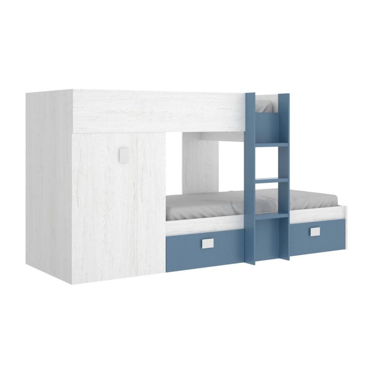 Composizione camera da letto Araba, 271x111h150 cm, Bianco e Blu