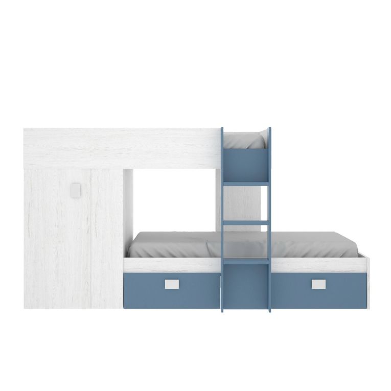 Composizione camera da letto Araba, 271x111h150 cm, Bianco e Blu