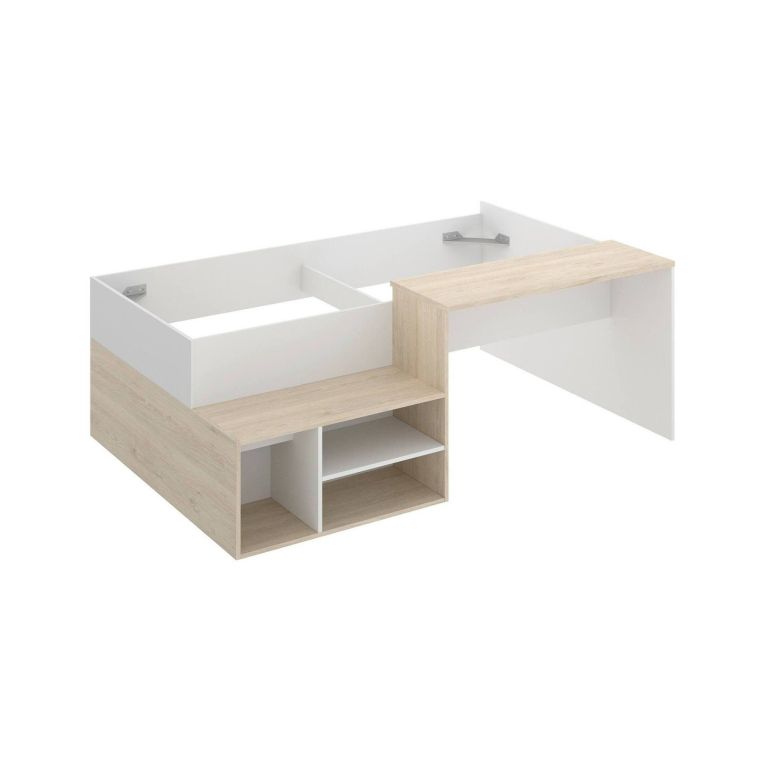 Composizione camera da letto Argh, 195x134h73 cm, Bianco e Rovere