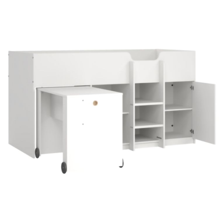 Composizione Camera da Letto Bianco Dimensione Materasso 90x200 cm Scrivania Estraibile 203x104x111h cm, un Letto - Lamedani