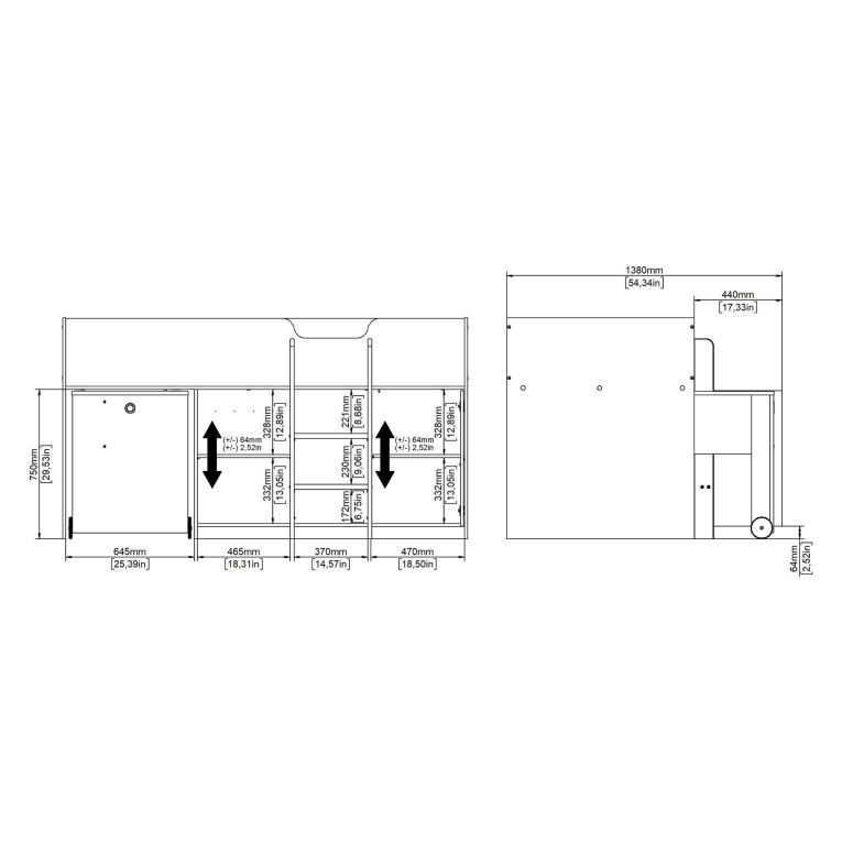 Composizione Camera da Letto Bianco Dimensione Materasso 90x200 cm Scrivania Estraibile 203x104x111h cm, un Letto - Lamedani
