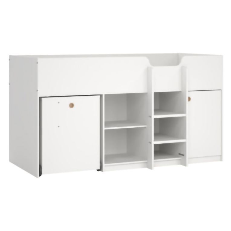 Composizione Camera da Letto Bianco Dimensione Materasso 90x200 cm Scrivania Estraibile 203x104x111h cm, un Letto - Lamedani