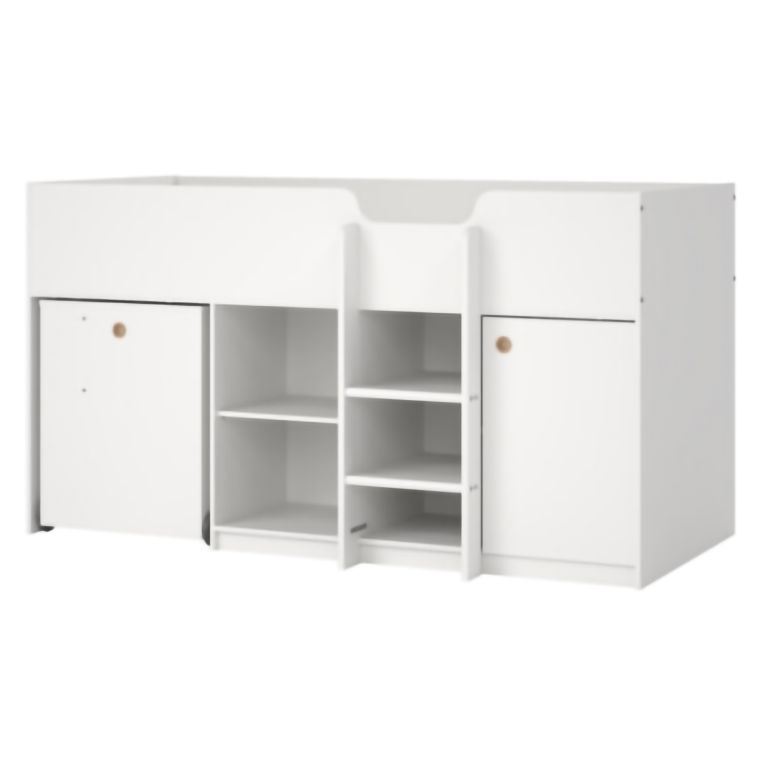 Composizione Camera da Letto Bianco Dimensione Materasso 90x200 cm Scrivania Estraibile 203x104x111h cm, un Letto - Lamedani