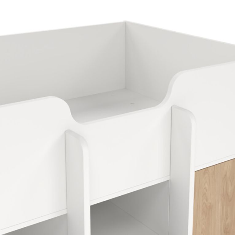 Composizione Camera da Letto Bianco Marrone Rovere Dimensione Materasso 90x200 cm Scrivania Estraibile 203x104x111h cm, un Letto - Lamedani