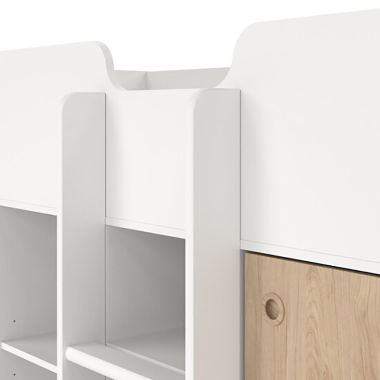 Composizione Camera da Letto Bianco Marrone Rovere Dimensione Materasso 90x200 cm Scrivania Estraibile 203x104x111h cm, un Letto - Lamedani