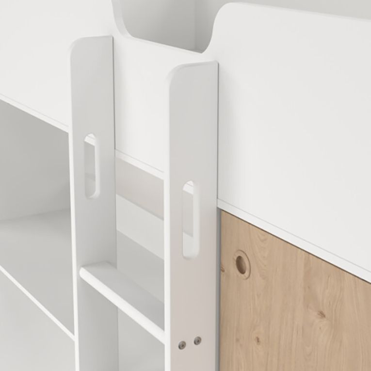 Composizione Camera da Letto Bianco Marrone Rovere un Cassetto Dimensione Materasso 90x200 cm 203x104x150h cm, Compatto Multiuso - Laliso