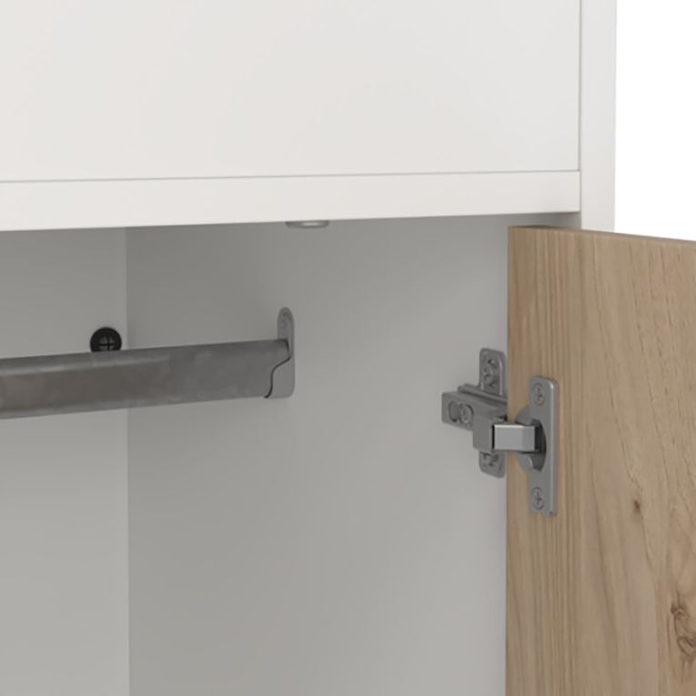 Composizione Camera da Letto Bianco Marrone Rovere un Cassetto Dimensione Materasso 90x200 cm 203x104x150h cm, Compatto Multiuso - Laliso