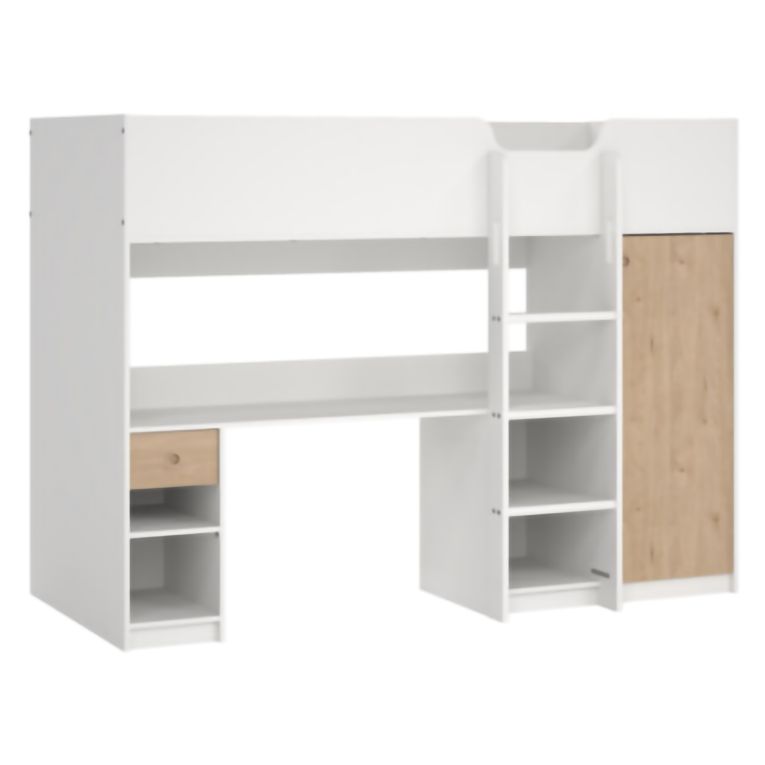Composizione Camera da Letto Bianco Marrone Rovere un Cassetto Dimensione Materasso 90x200 cm 203x104x150h cm, Compatto Multiuso - Laliso