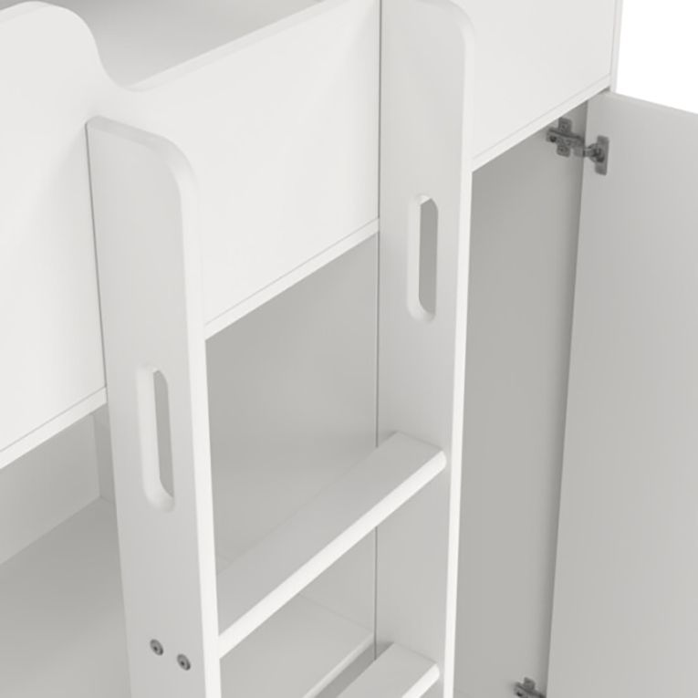 Composizione Camera da Letto Bianco un Cassetto Dimensione Materasso 90x200 cm 203x104x150h cm, Compatto Multiuso - Laliso