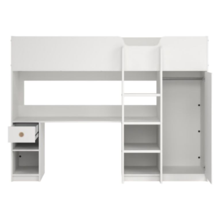 Composizione Camera da Letto Bianco un Cassetto Dimensione Materasso 90x200 cm 203x104x150h cm, Compatto Multiuso - Laliso