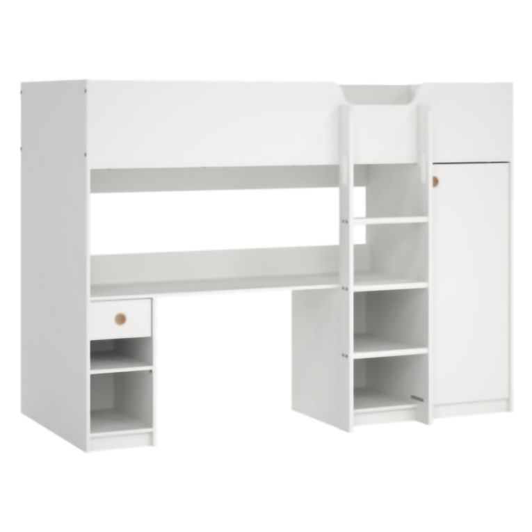 Composizione Camera da Letto Bianco un Cassetto Dimensione Materasso 90x200 cm 203x104x150h cm, Compatto Multiuso - Laliso