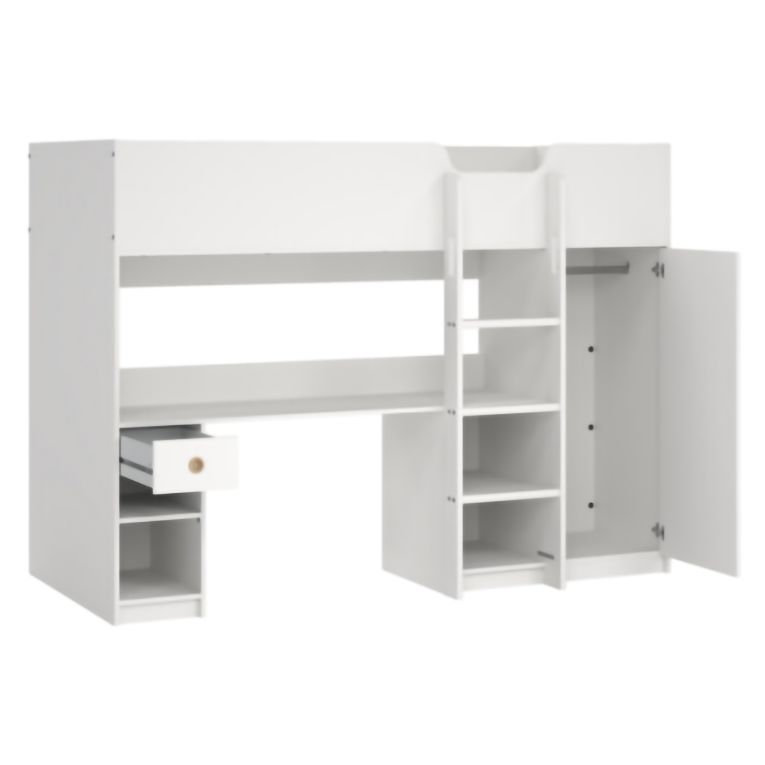 Composizione Camera da Letto Bianco un Cassetto Dimensione Materasso 90x200 cm 203x104x150h cm, Compatto Multiuso - Laliso