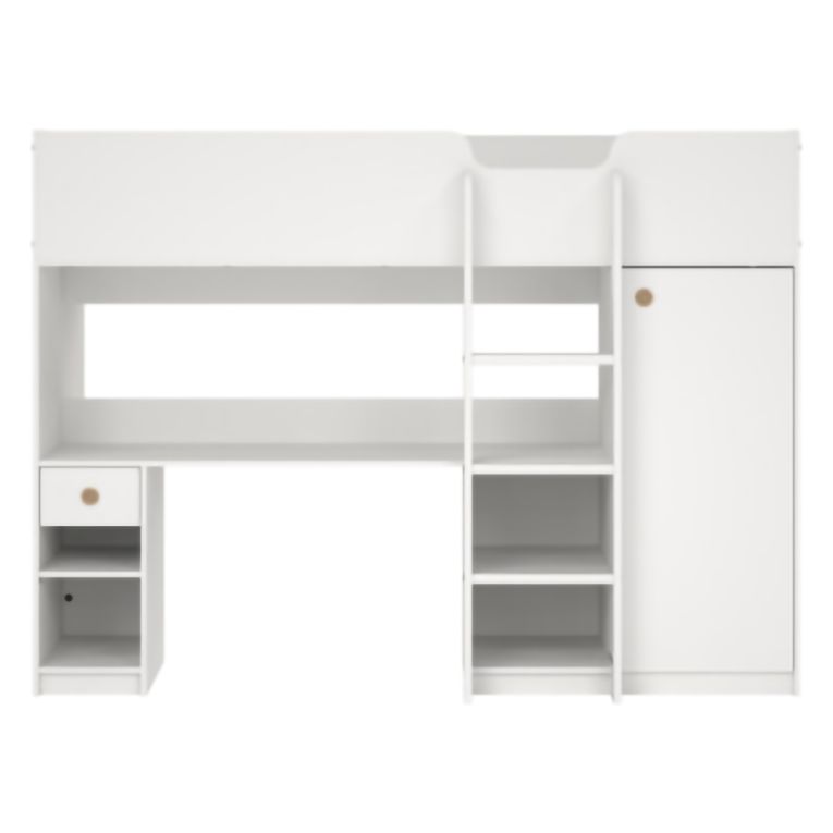 Composizione Camera da Letto Bianco un Cassetto Dimensione Materasso 90x200 cm 203x104x150h cm, Compatto Multiuso - Laliso