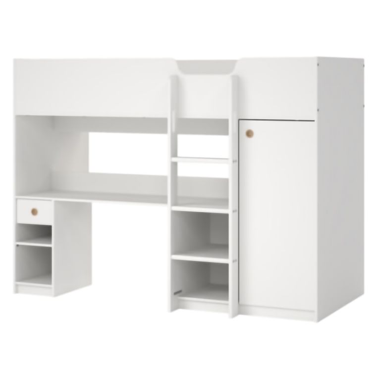 Composizione Camera da Letto Bianco un Cassetto Dimensione Materasso 90x200 cm 203x104x150h cm, Compatto Multiuso - Laliso