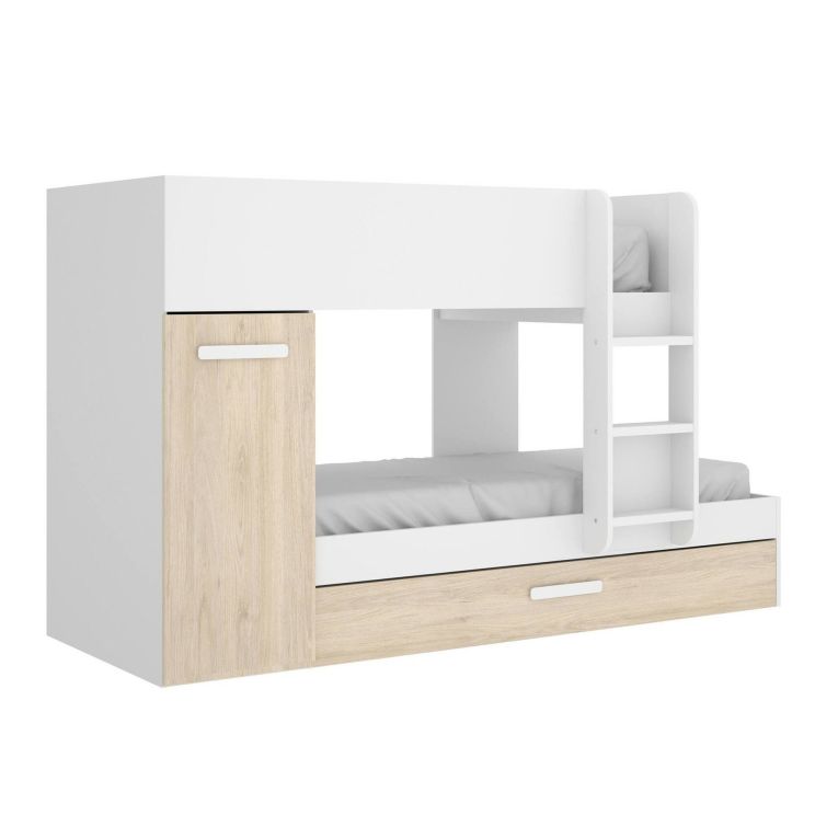 Composizione camera da letto Hikaa, 244x112h150 cm, Rovere e Bianco