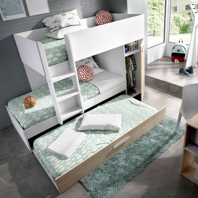 Composizione camera da letto Hikaa, 244x112h150 cm, Rovere e Bianco