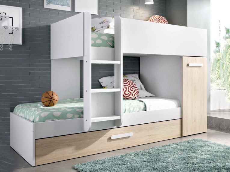 Composizione camera da letto Hikaa, 244x112h150 cm, Rovere e Bianco