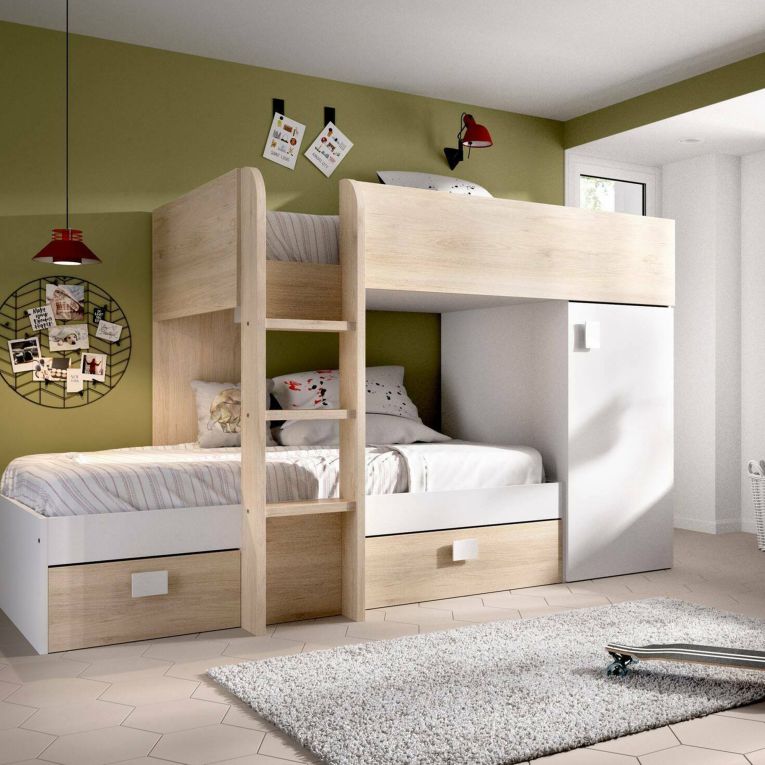 Composizione camera da letto Pax, 255x112h150 cm, Bianco e Rovere
