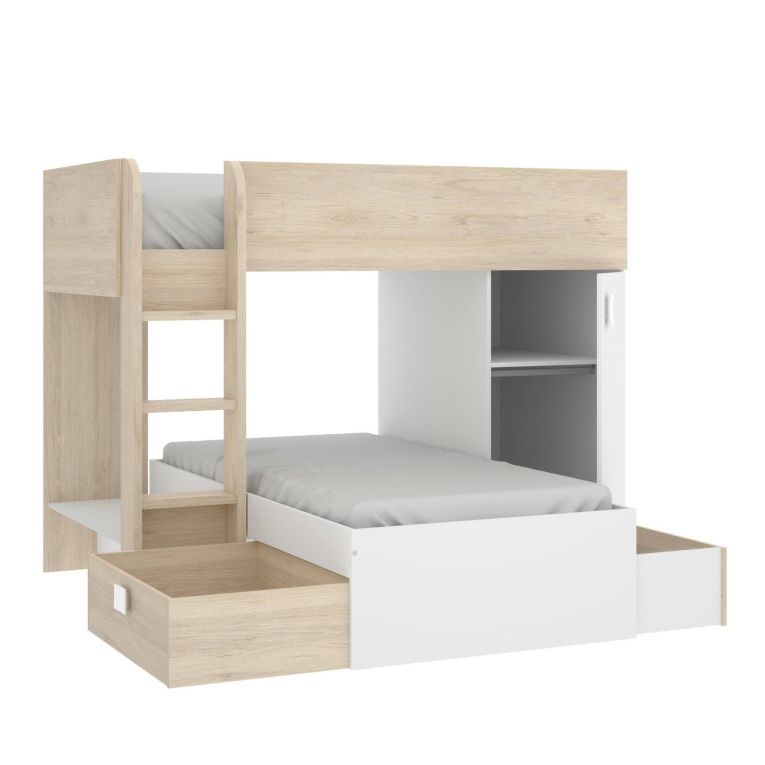 Composizione camera da letto Pax, 255x112h150 cm, Bianco e Rovere