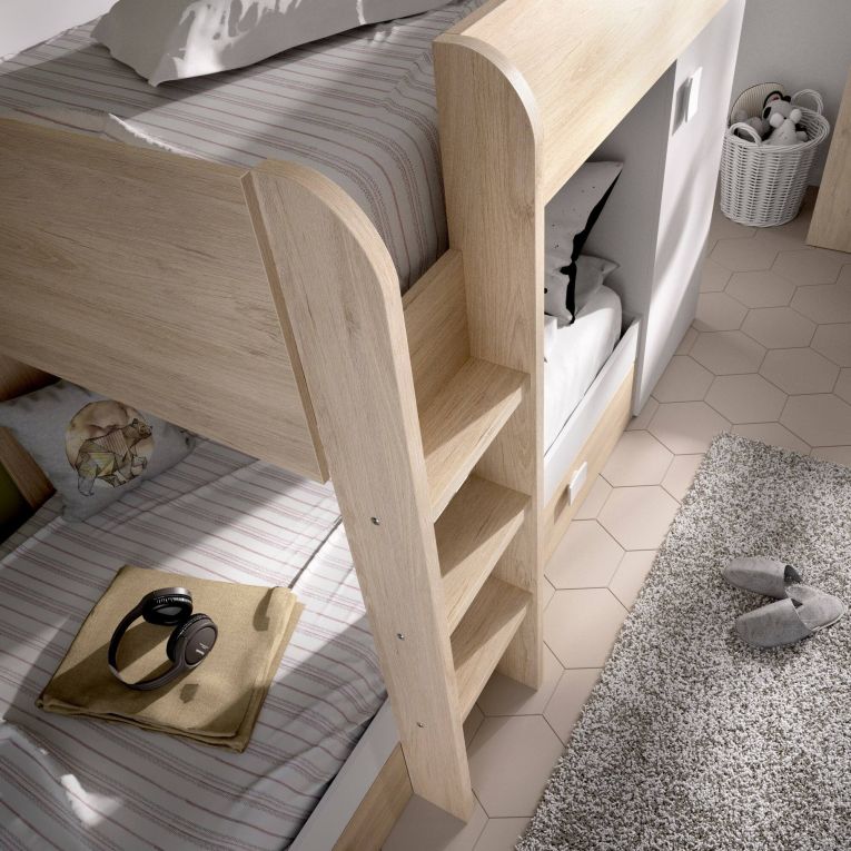 Composizione camera da letto Pax, 255x112h150 cm, Bianco e Rovere