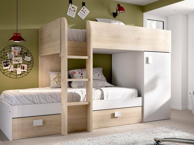 Composizione camera da letto Pax, 255x112h150 cm, Bianco e Rovere