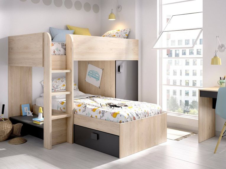 Composizione camera da letto Pax, 255x112h150 cm, Rovere e Antracite