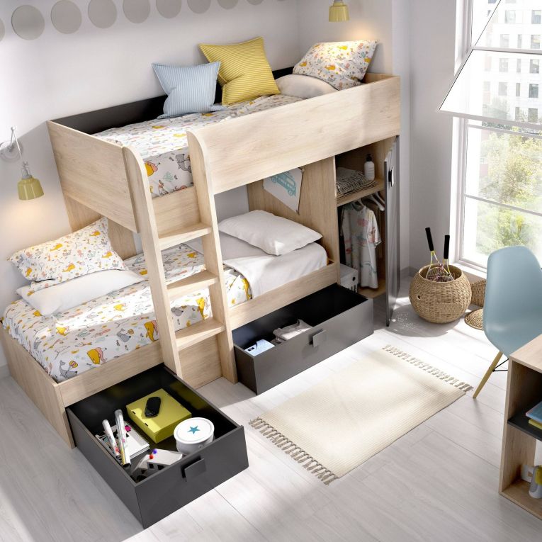 Composizione camera da letto Pax, 255x112h150 cm, Rovere e Antracite