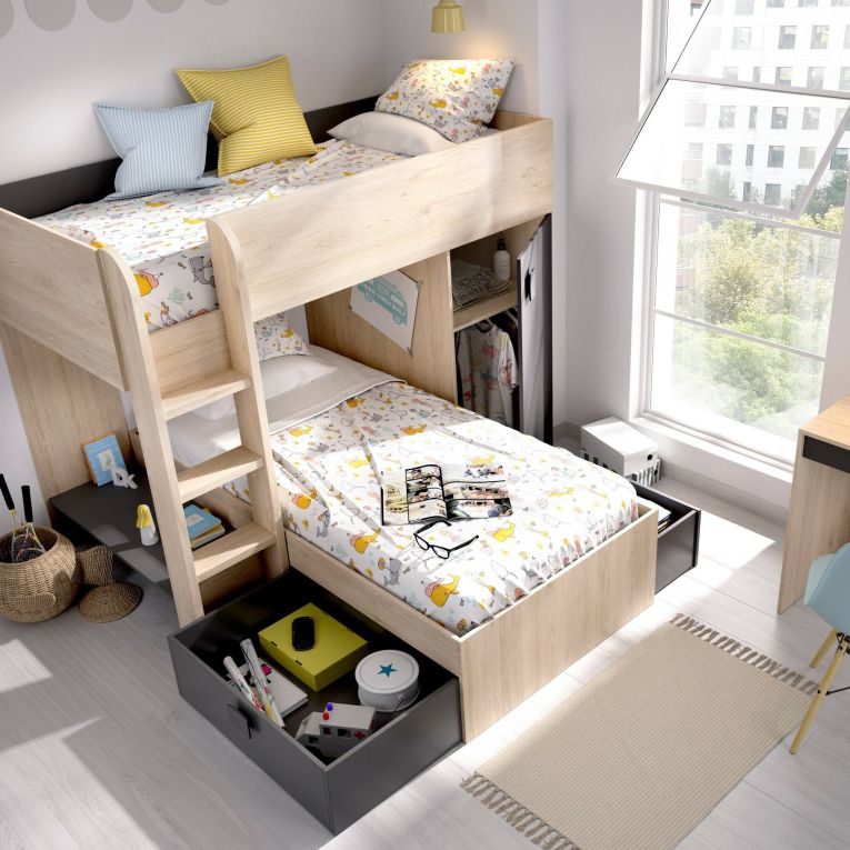 Composizione camera da letto Pax, 255x112h150 cm, Rovere e Antracite