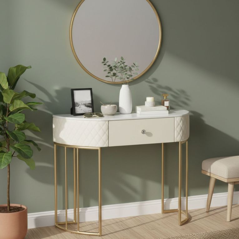 Consolle 100x40x75h cm bianco e oro - Niccolo