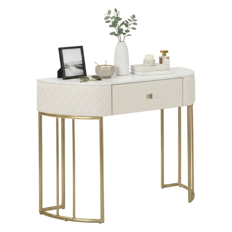 Consolle 100x40x75h cm bianco e oro - Niccolo