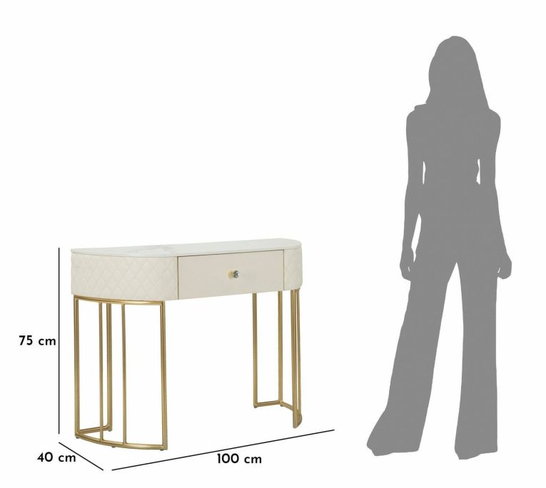Consolle 100x40x75h cm bianco e oro - Niccolo