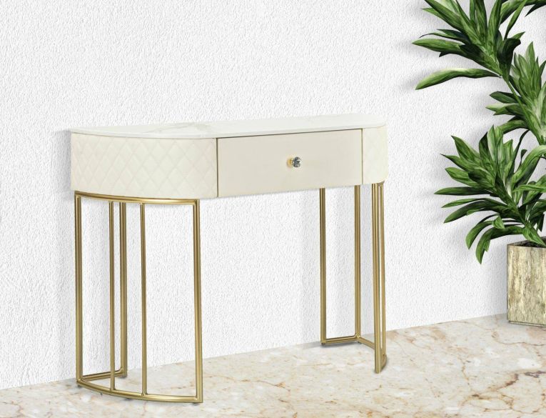 Consolle 100x40x75h cm bianco e oro - Niccolo