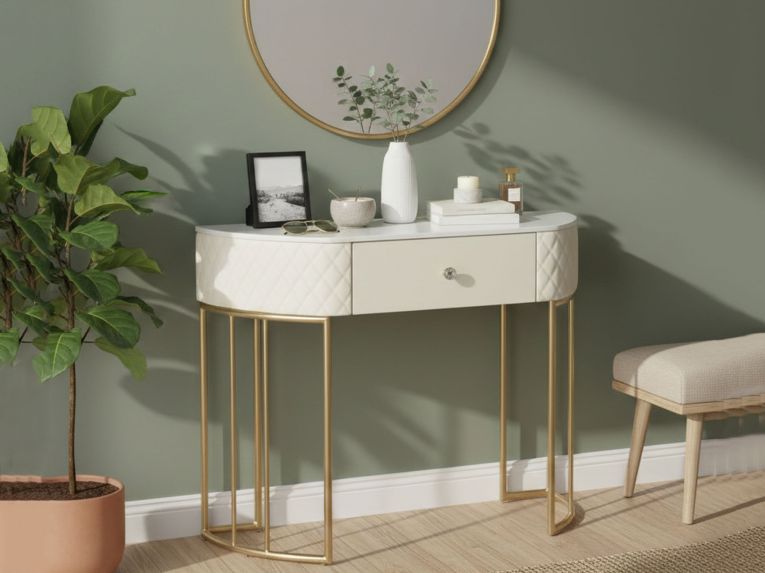 Consolle 100x40x75h cm bianco e oro - Niccolo
