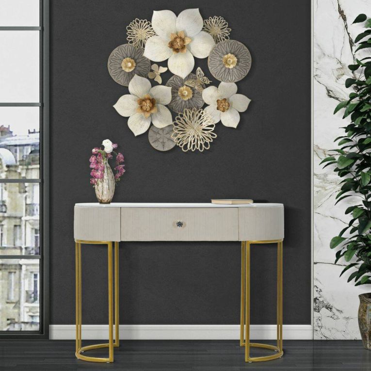 Consolle 100x40x75h cm crema e bianco - Abstraktes