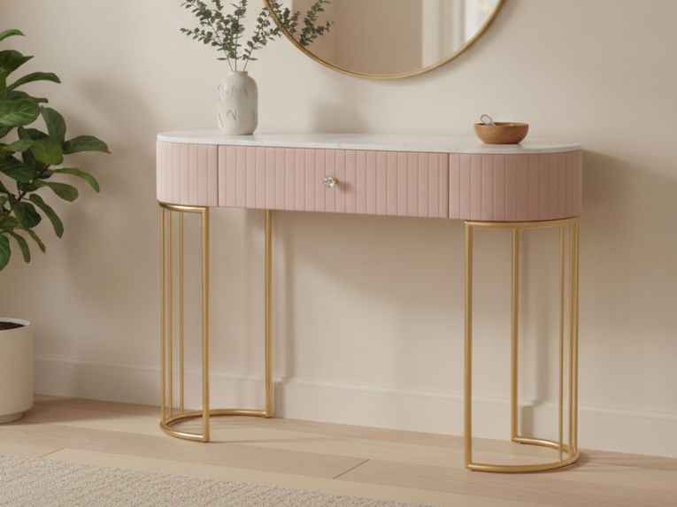 Consolle 100x40x75h cm rosa e bianco - Abstraktes