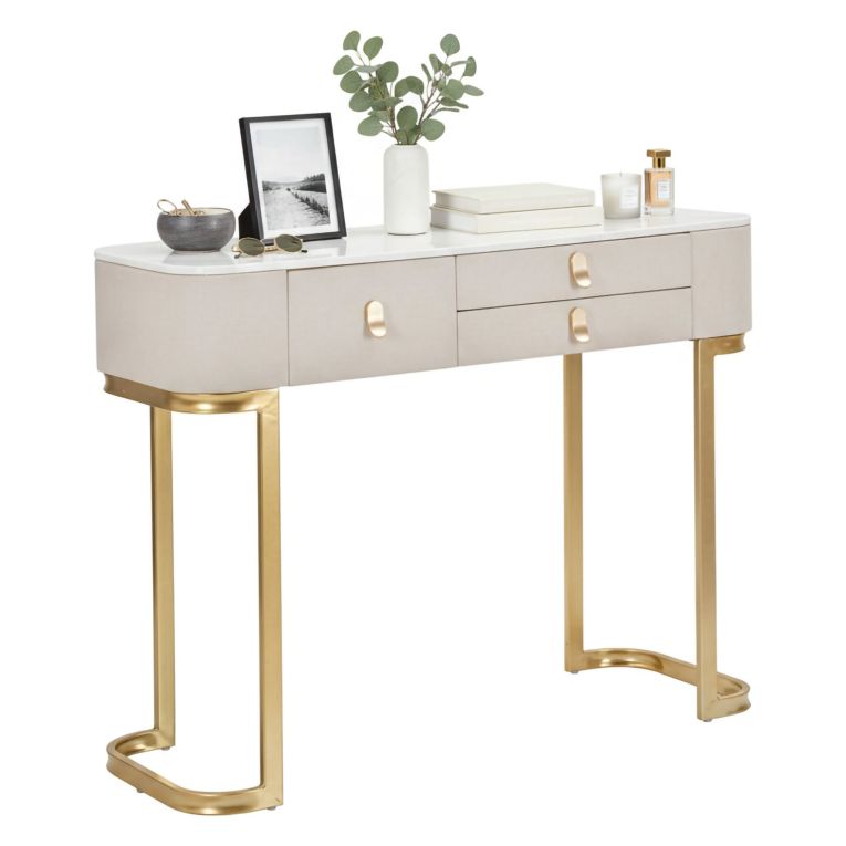 Consolle 100x40x80h cm crema e oro - Ronda