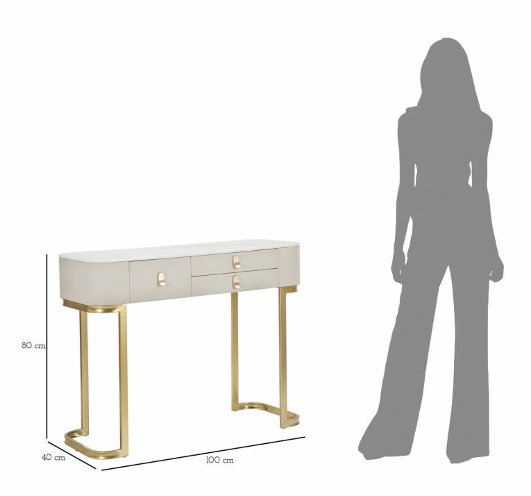 Consolle 100x40x80h cm crema e oro - Ronda