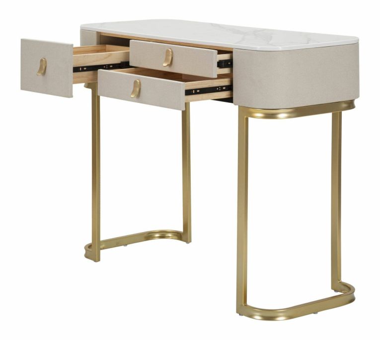 Consolle 100x40x80h cm crema e oro - Ronda