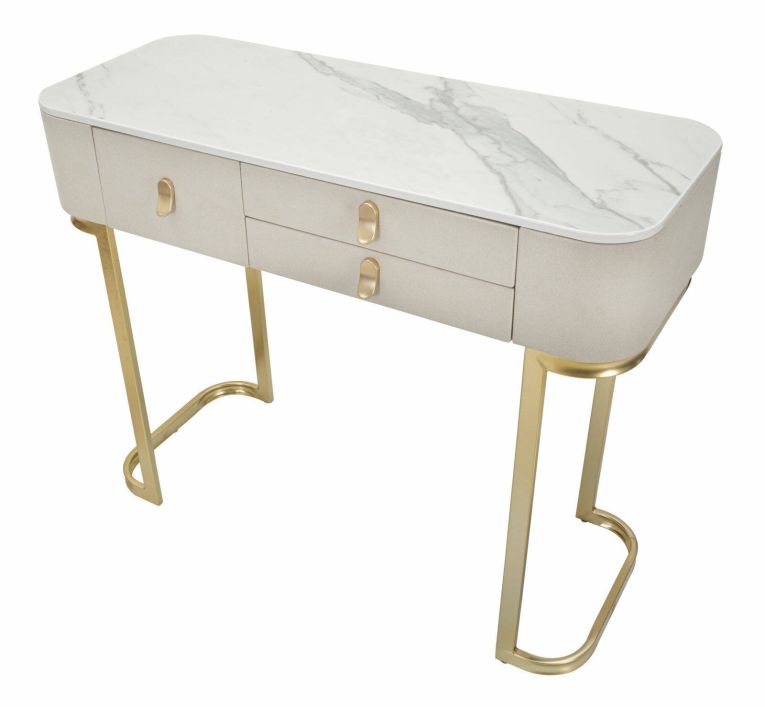 Consolle 100x40x80h cm crema e oro - Ronda