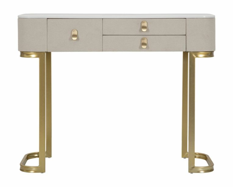 Consolle 100x40x80h cm crema e oro - Ronda