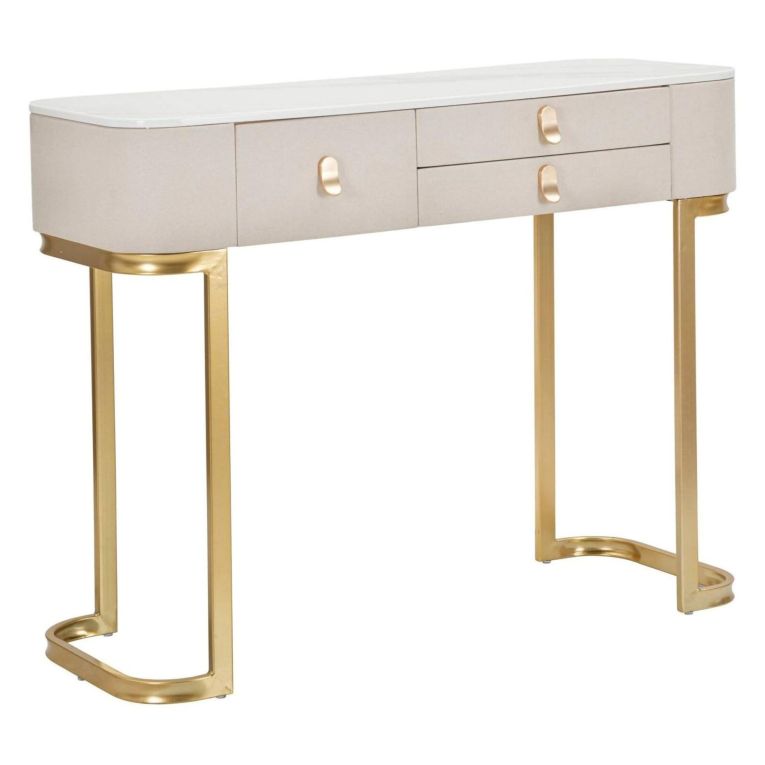 Consolle 100x40x80h cm crema e oro - Ronda