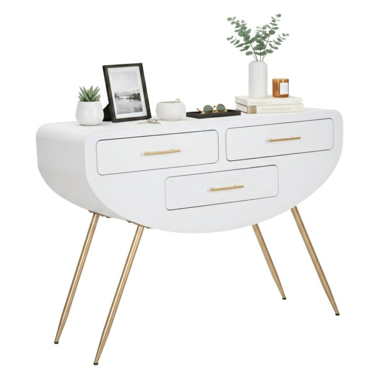 Consolle 110x40x80h cm bianco e oro - Tomato